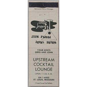 Vintage Matchbook Cover Upstream Cocktail Lounge St Louis MO Missouri